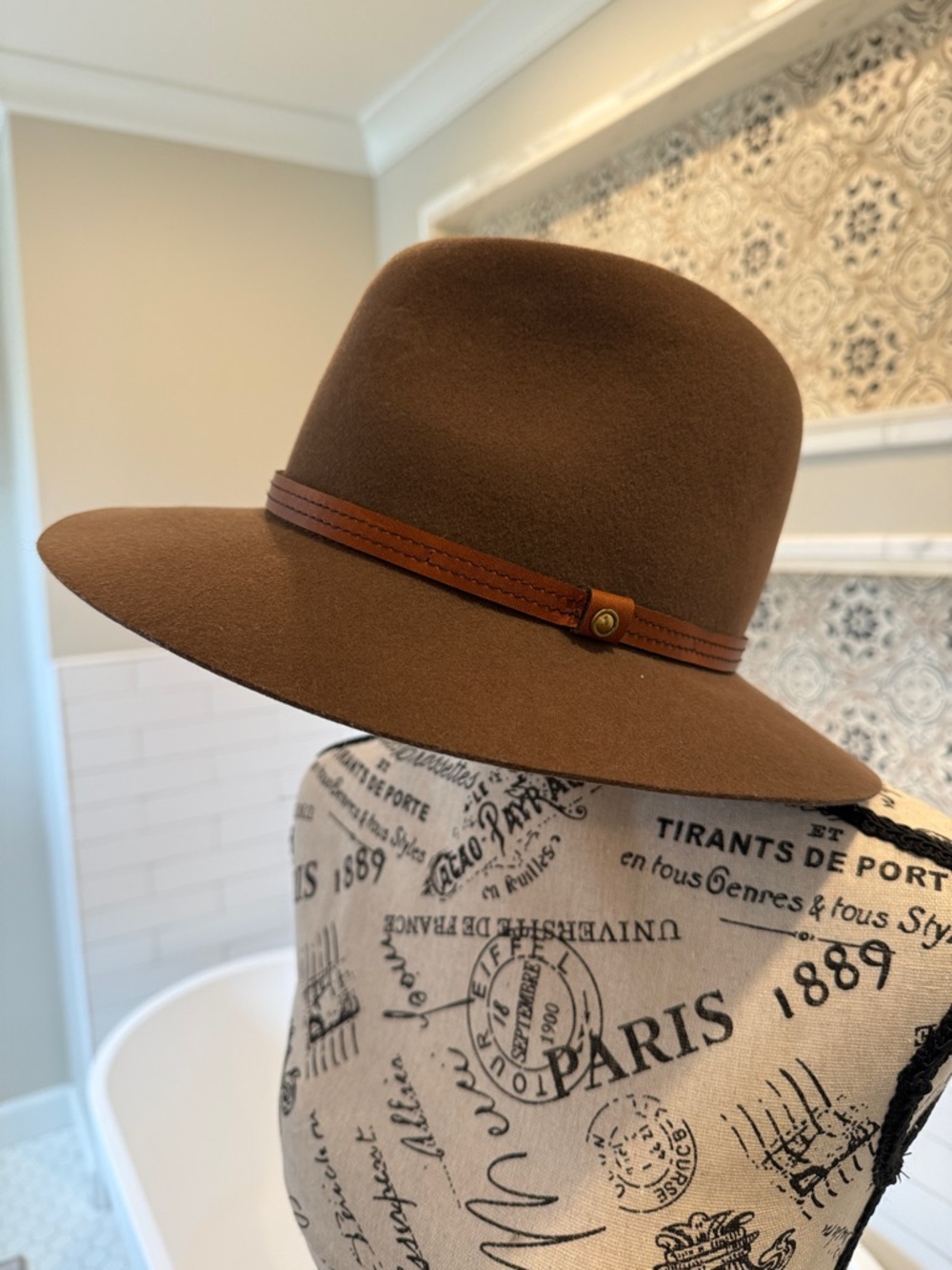 rag & bone Chocolate Brown Felt Fedora with Leather Band